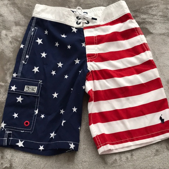 Ralph Lauren Polo Boys USA Flag Print Swin Trunks - Picture 2 of 7